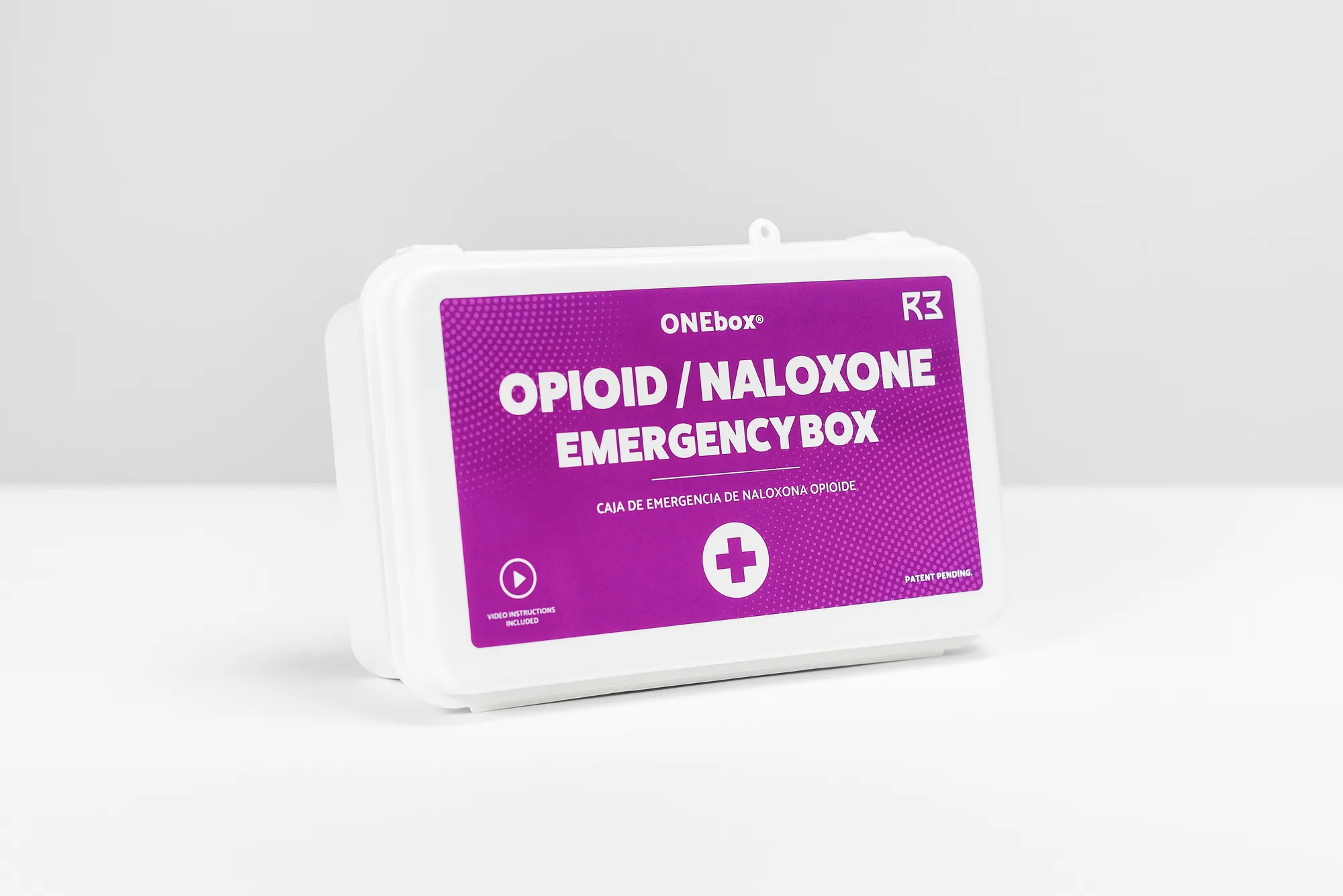 ONEbox Classic opioid/naloxone emergency box, front view